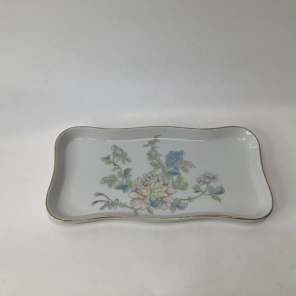 Vtg Andrea By Sadek Plate Tray Porcelain Made In Japan # 9920‎ Floral White Blue